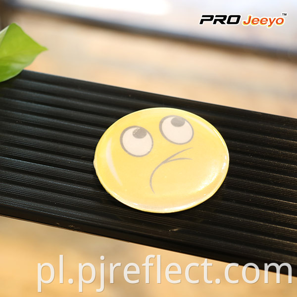 Reflective Emoji face PVC Plastic Brooch Pin